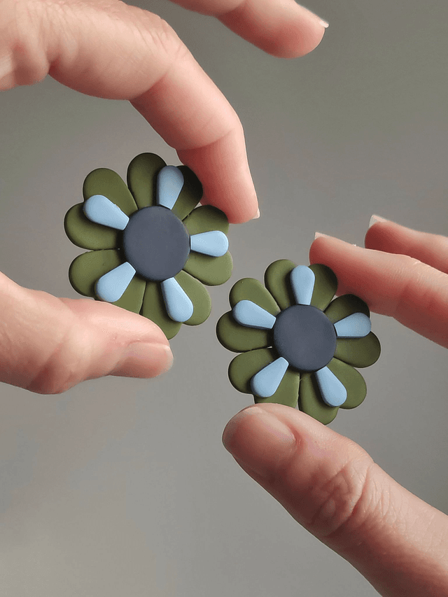 Groovy flowers mini verdes caqui