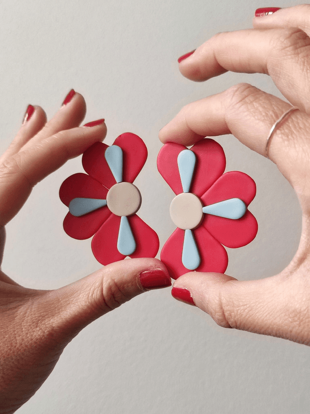  Groovy flowers midi rojo